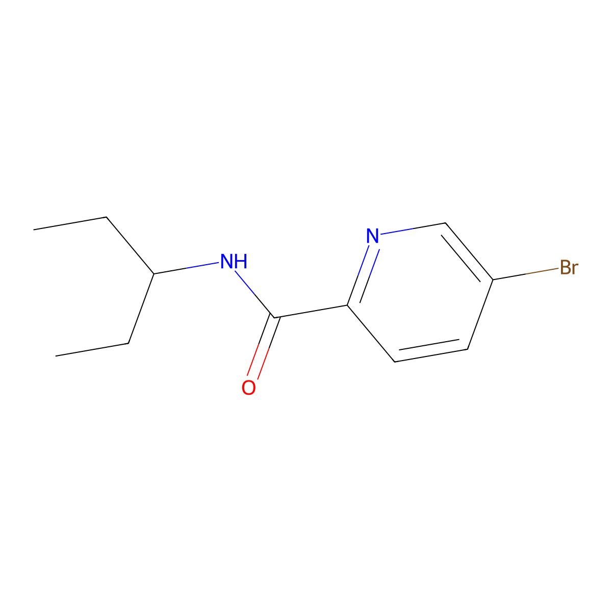 2-Pyridinecarboxamide, 5-bromo-N-(1-ethylpropyl)- molecular structure, CAS 1270882-08-0
