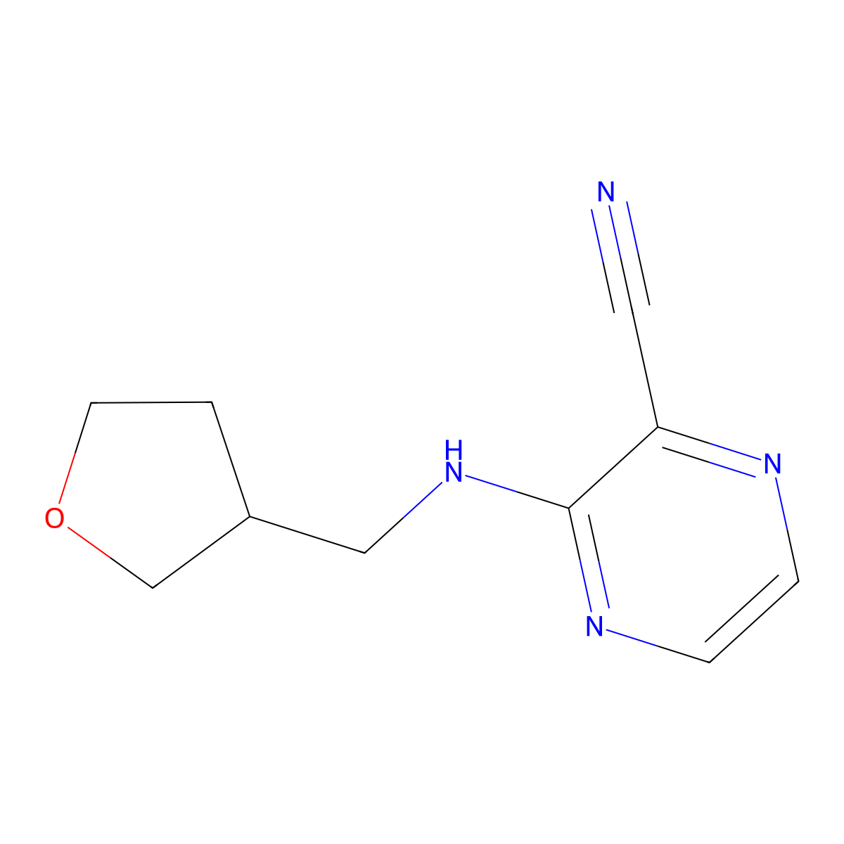 3-{[(Oxolan-3-yl)methyl]amino}pyrazine-2-carbonitrile molecular structure, CAS 1270882-39-7
