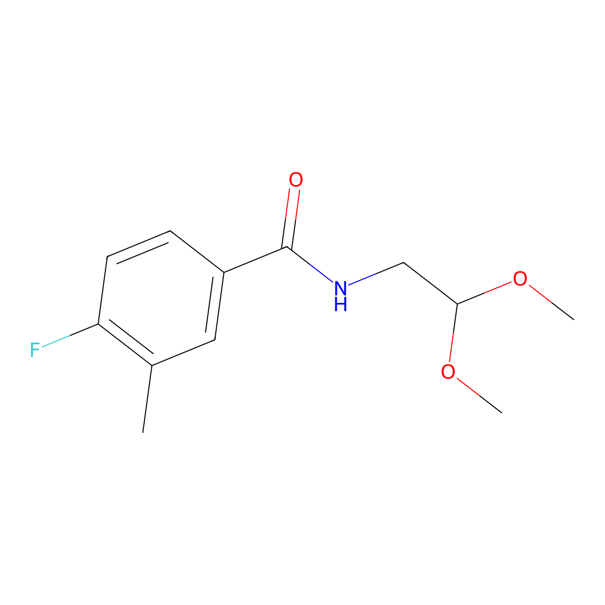 N-(2,2-dimethoxyethyl)-4-fluoro-3-methylbenzamide molecular structure, CAS 1270896-51-9