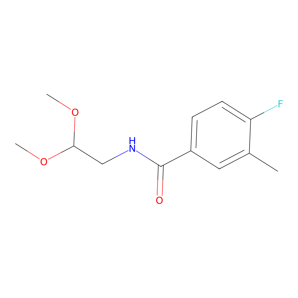 N-(2,2-dimethoxyethyl)-4-fluoro-3-methylbenzamide molecular structure, CAS 1270896-51-9