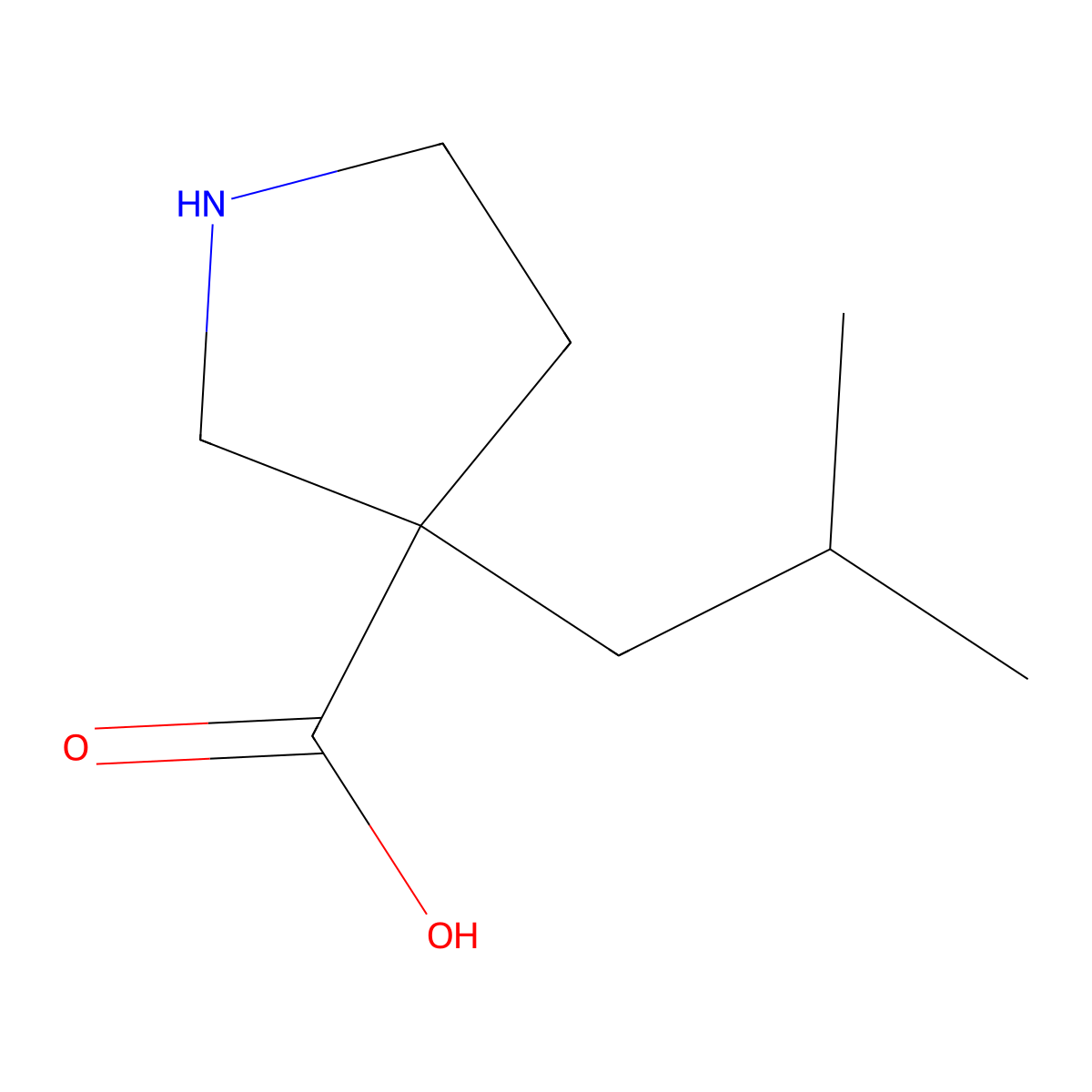 3-(2-Methylpropyl)pyrrolidine-3-carboxylic acid molecular structure, CAS 1270896-68-8