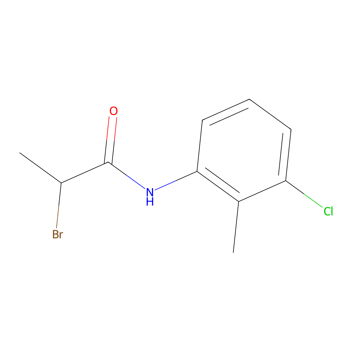2-bromo-N-(3-chloro-2-methylphenyl)propanamide molecular structure, CAS 127091-53-6