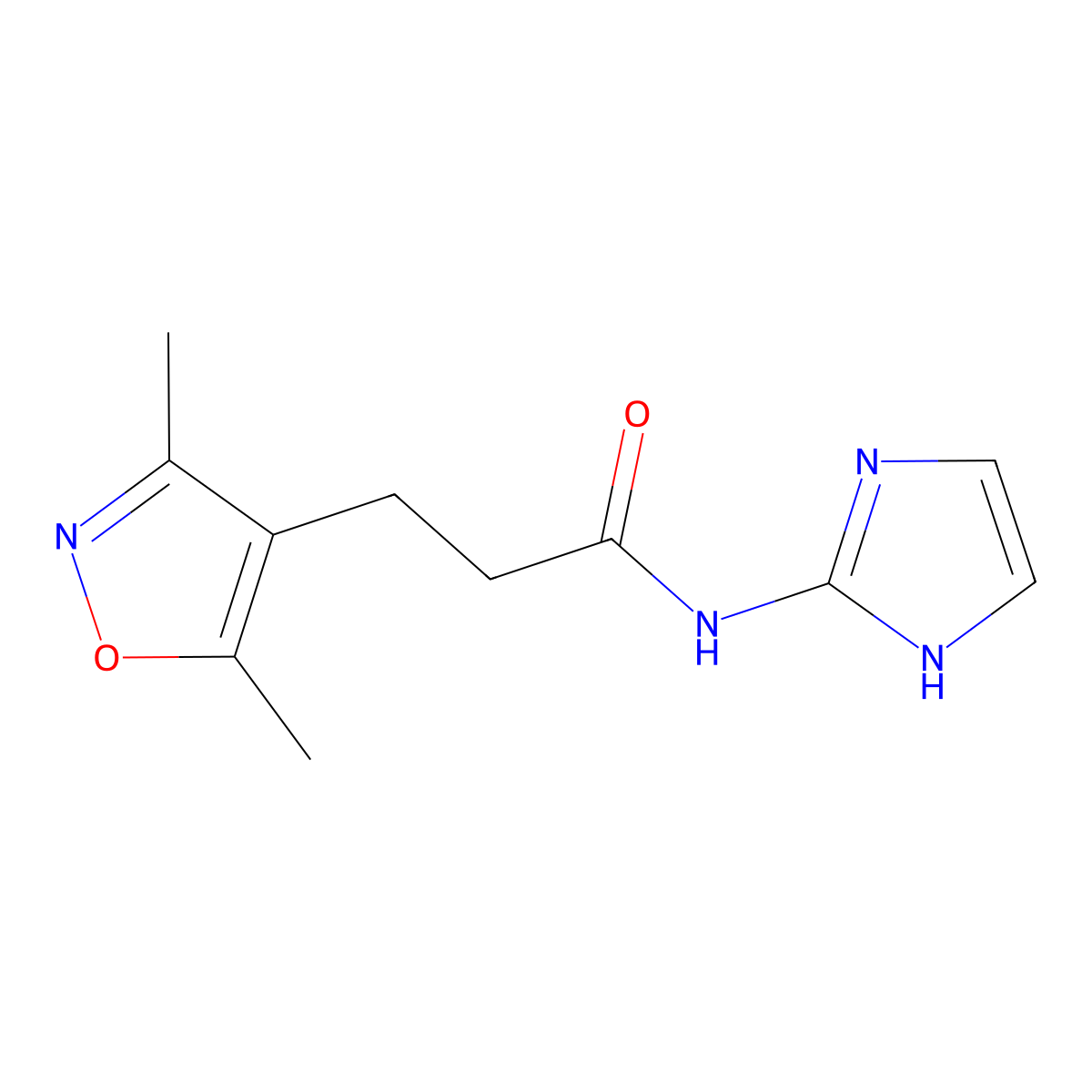3-(3,5-dimethyl-1,2-oxazol-4-yl)-N-(1H-imidazol-2-yl)propanamide molecular structure, CAS 1270920-93-8