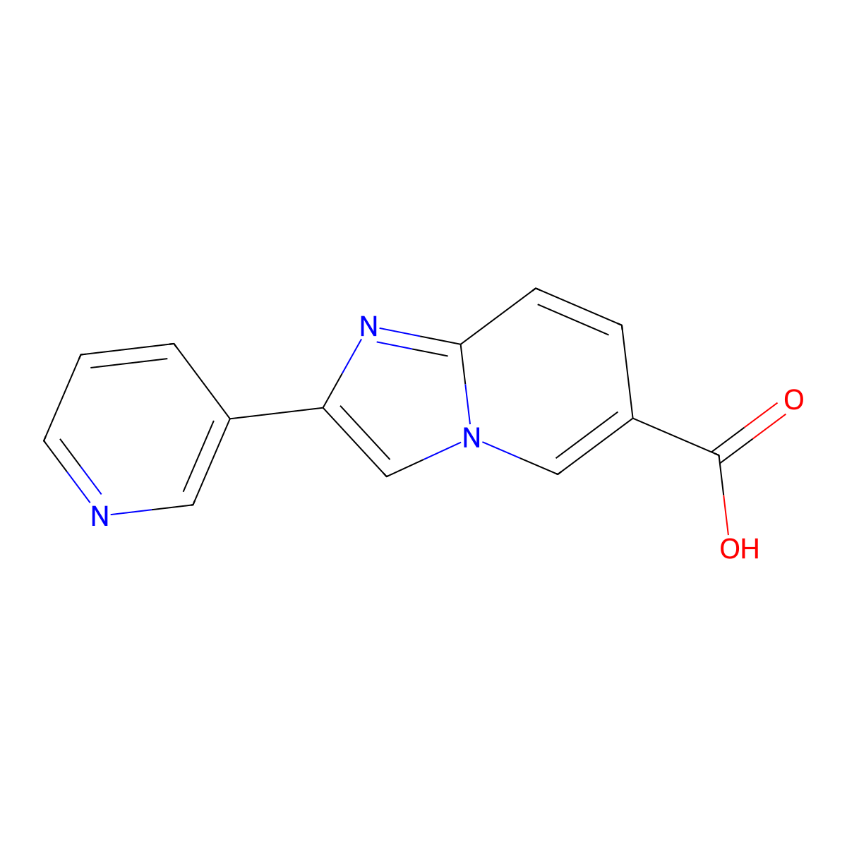 2-(Pyridin-3-yl)imidazo[1,2-a]pyridine-6-carboxylic acid molecular structure, CAS 1270936-29-2