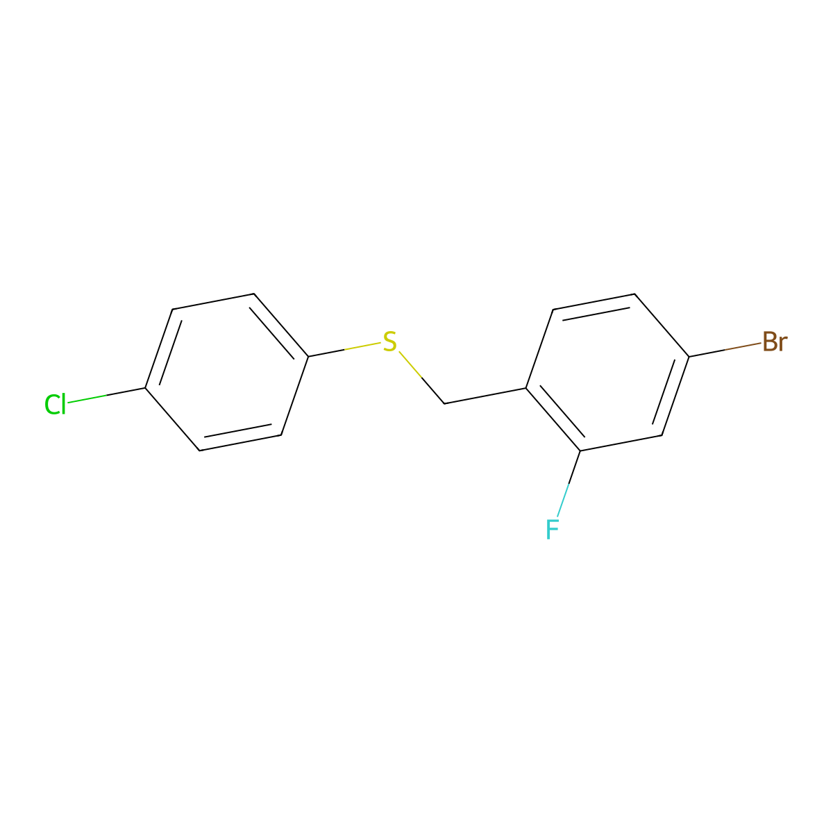 1-Bromo-3-fluoro-4-[(4-chlorophenyl)sulfanylmethyl]benzene molecular structure, CAS 1270974-57-6