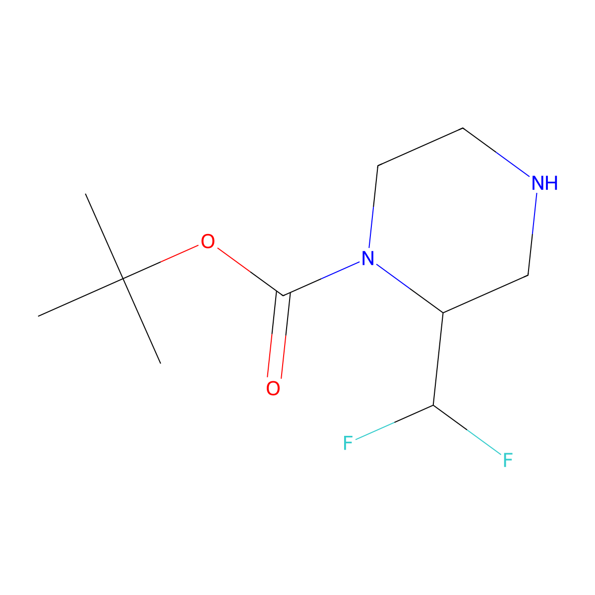 Tert-butyl 2-(difluoromethyl)piperazine-1-carboxylate molecular structure, CAS 1270982-18-7