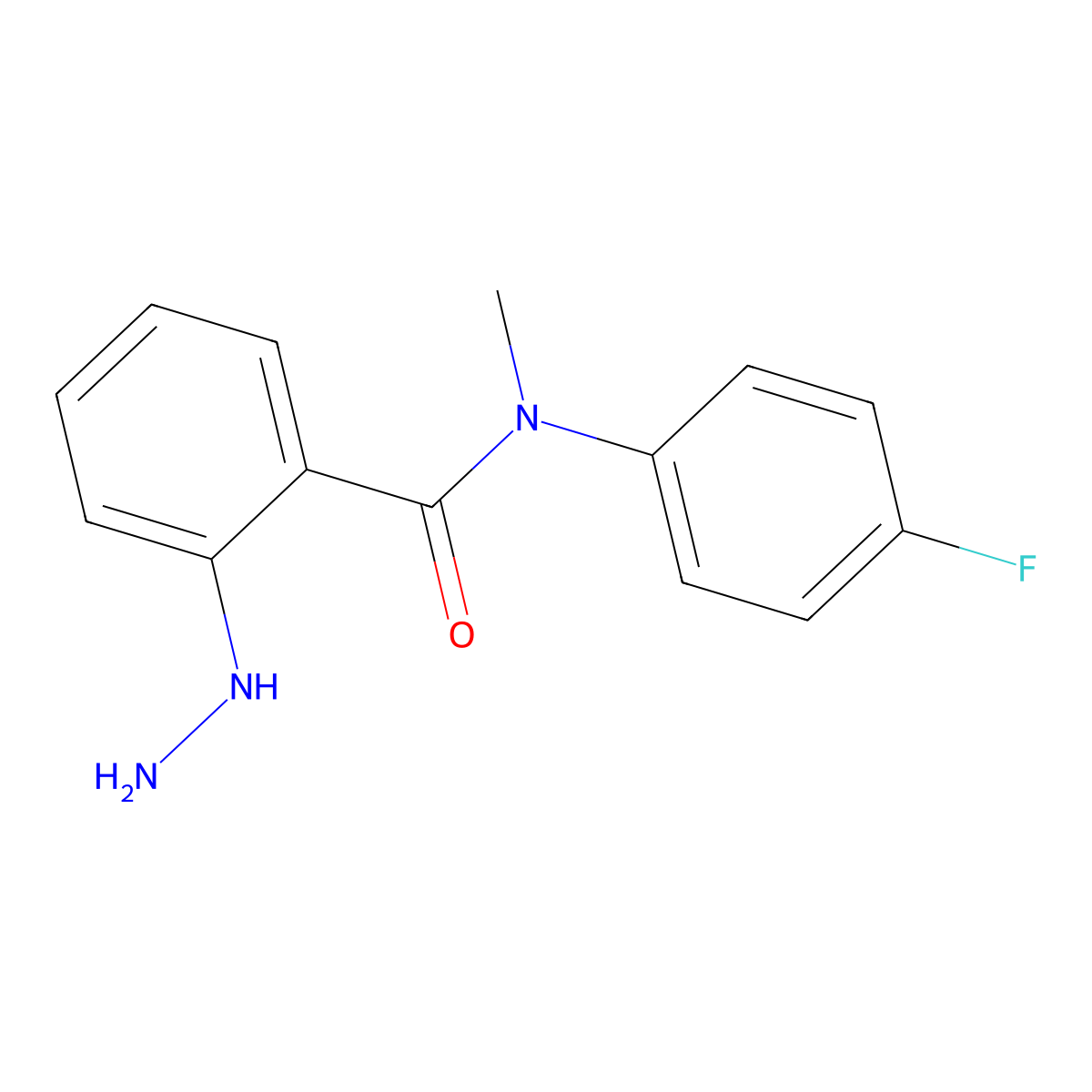 N-(4-fluorophenyl)-2-hydrazinyl-N-methylbenzamide molecular structure, CAS 1270993-78-6