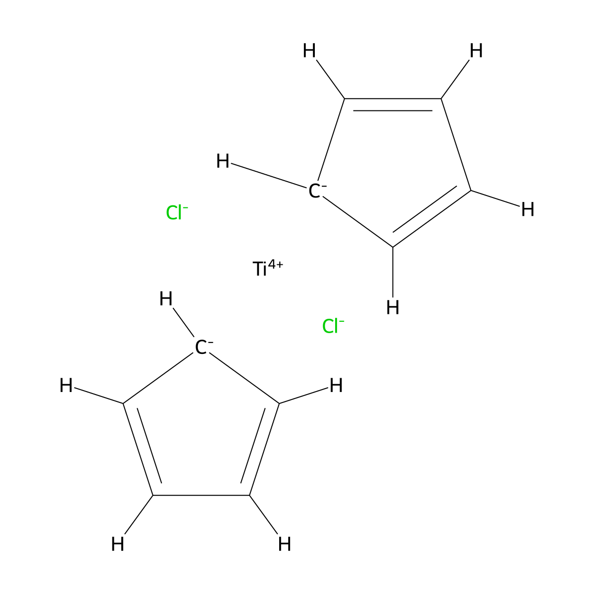 Titanocene dichloride molecular structure, CAS 1271-19-8