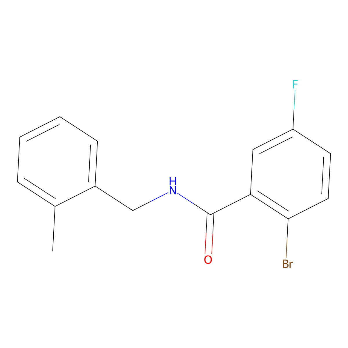 2-bromo-5-fluoro-N-[(2-methylphenyl)methyl]benzamide molecular structure, CAS 1271021-08-9