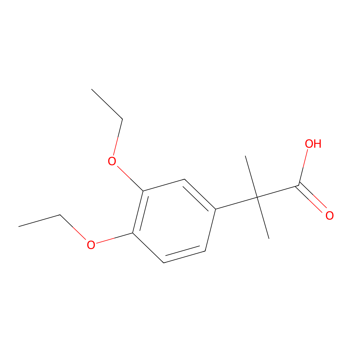 2-(3,4-Diethoxyphenyl)-2-methylpropanoic acid molecular structure, CAS 1271063-42-3