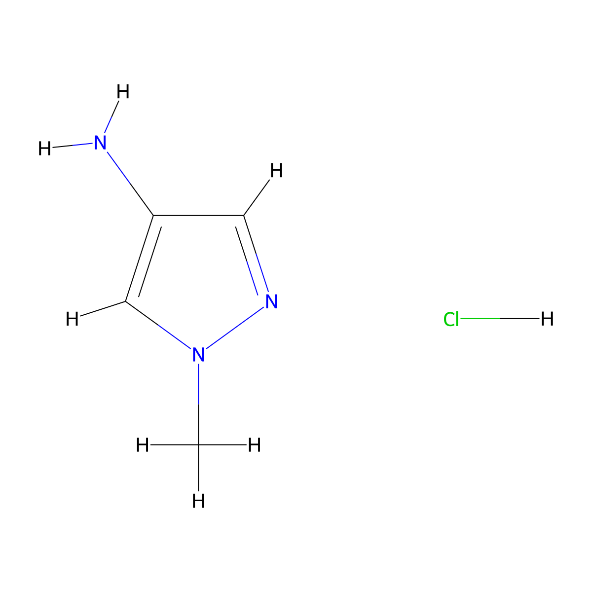 1-Methyl-1H-pyrazol-4-ylamine hydrochloride molecular structure, CAS 127107-23-7