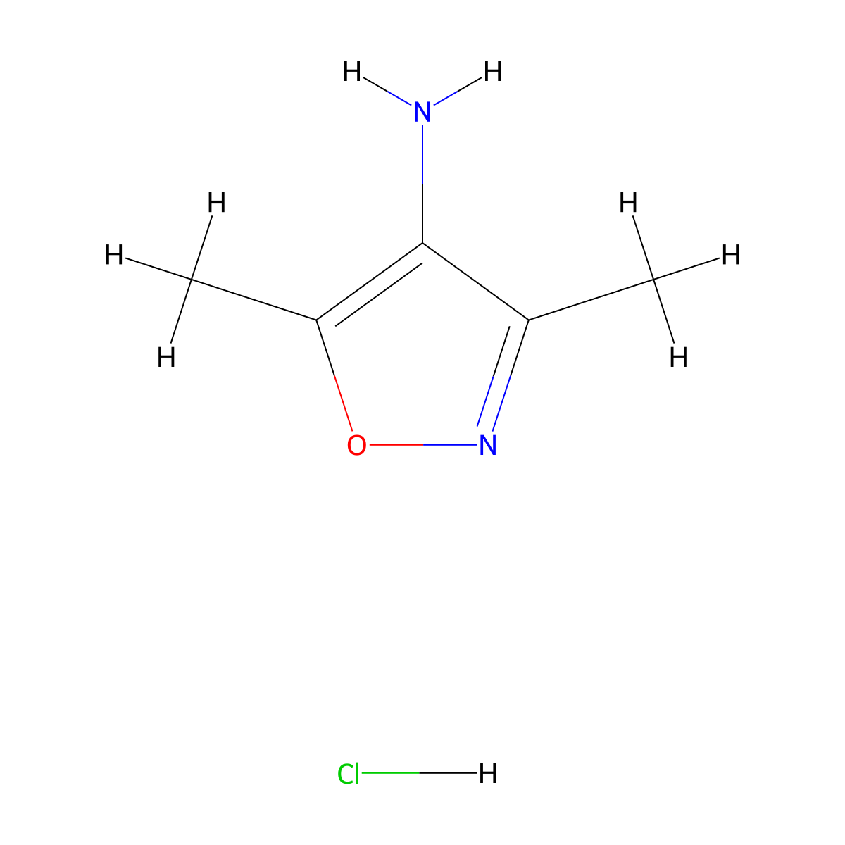 3,5-Dimethylisoxazol-4-amine hydrochloride molecular structure, CAS 127107-28-2