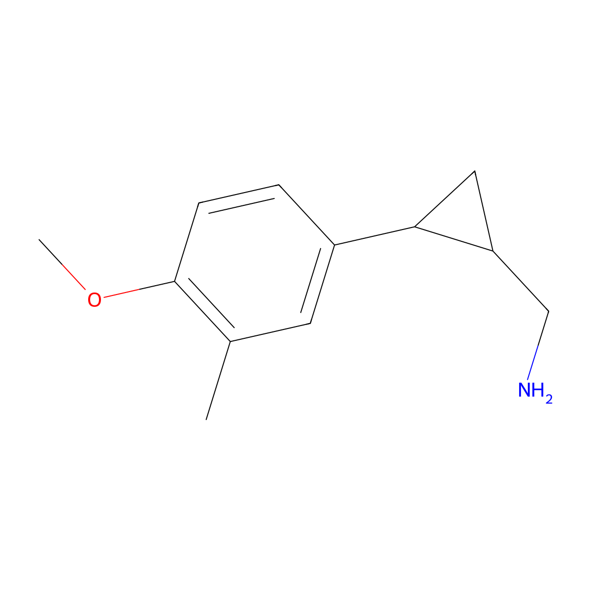(2-(4-Methoxy-3-methylphenyl)cyclopropyl)methanamine molecular structure, CAS 1271091-86-1