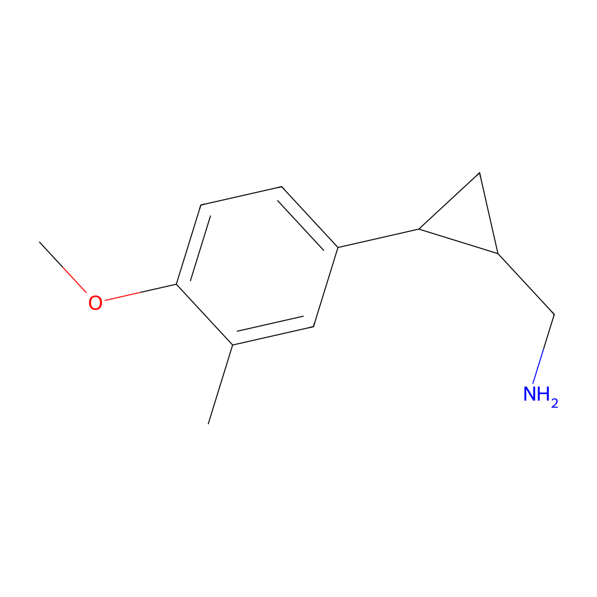 (2-(4-Methoxy-3-methylphenyl)cyclopropyl)methanamine molecular structure, CAS 1271091-86-1
