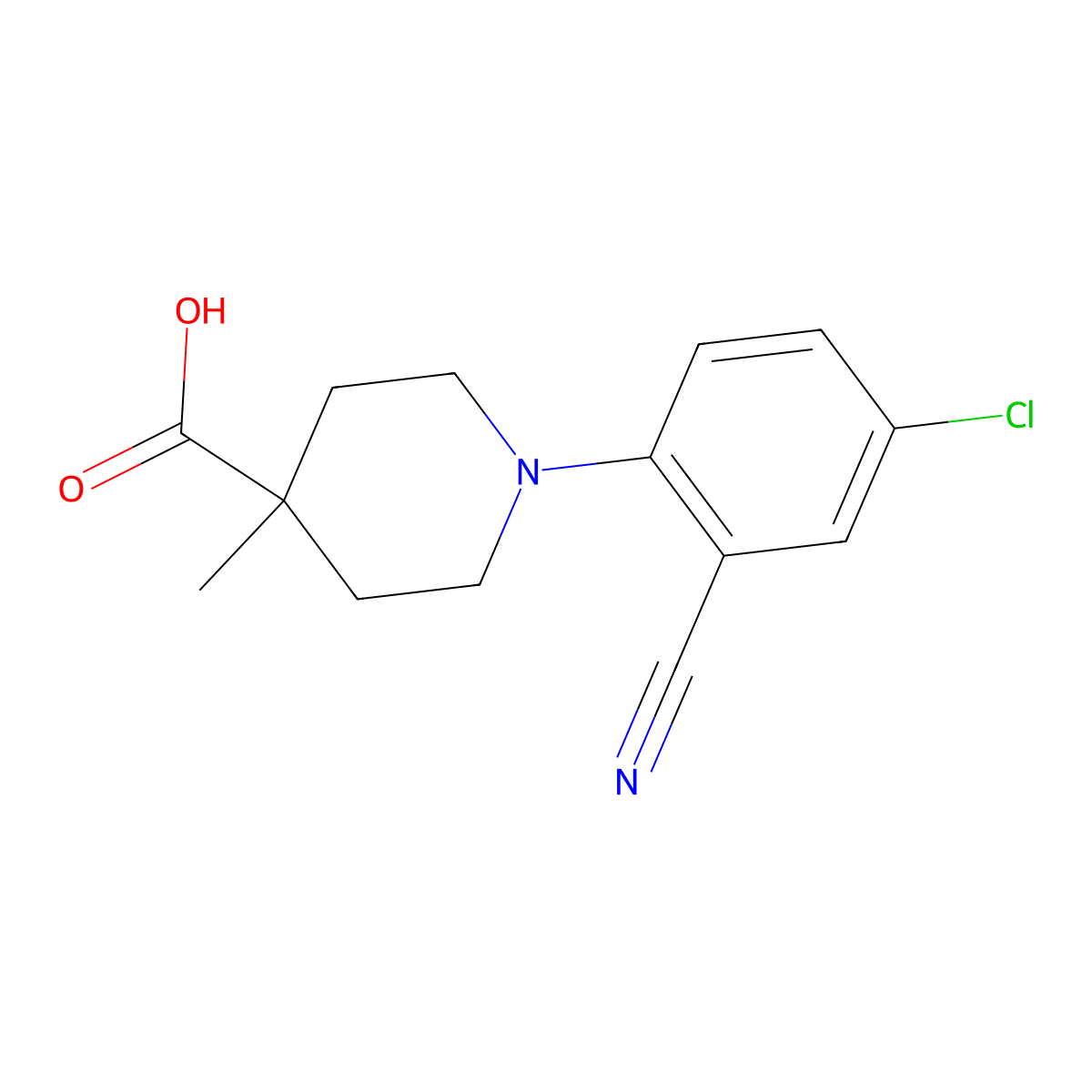 1-(4-Chloro-2-cyanophenyl)-4-methylpiperidine-4-carboxylic acid molecular structure, CAS 1271093-64-1