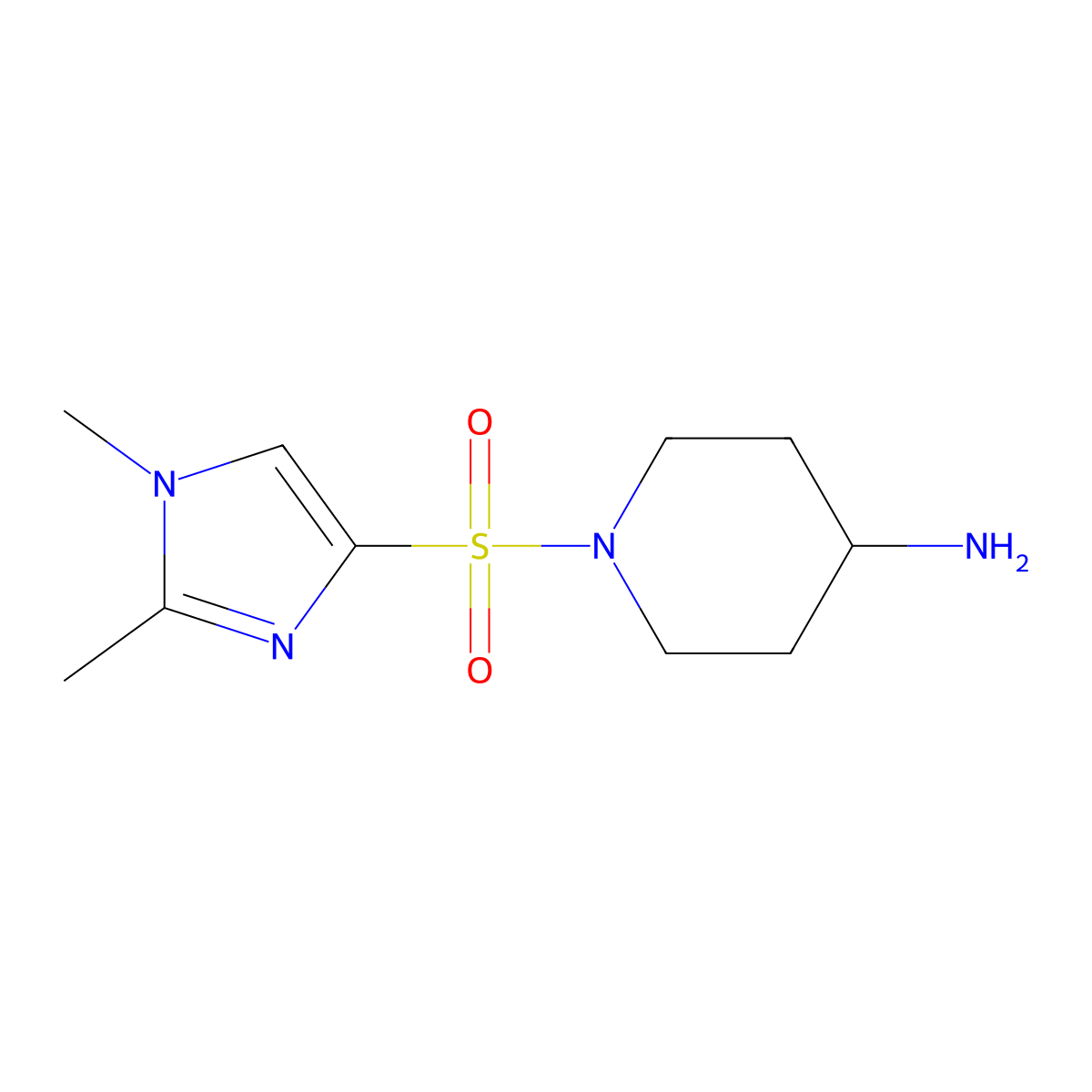 1-((1,2-Dimethyl-1H-imidazol-4-yl)sulfonyl)piperidin-4-amine molecular structure, CAS 1271096-41-3