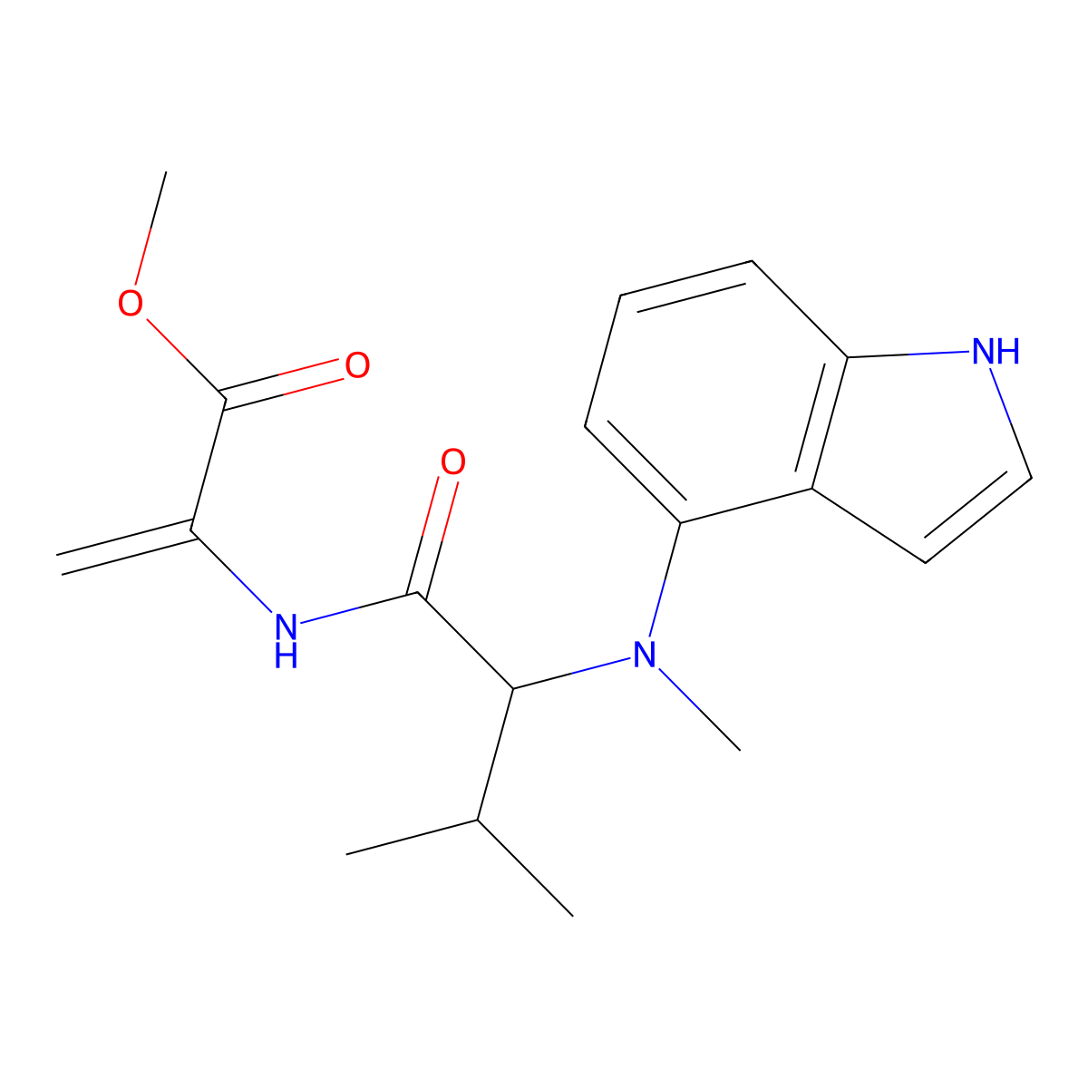 (S)-2-(2-((1H-indol-4-yl)(methyl)amino)-3-methylbutanamido)acrylic acid molecular structure, CAS 1271141-46-8