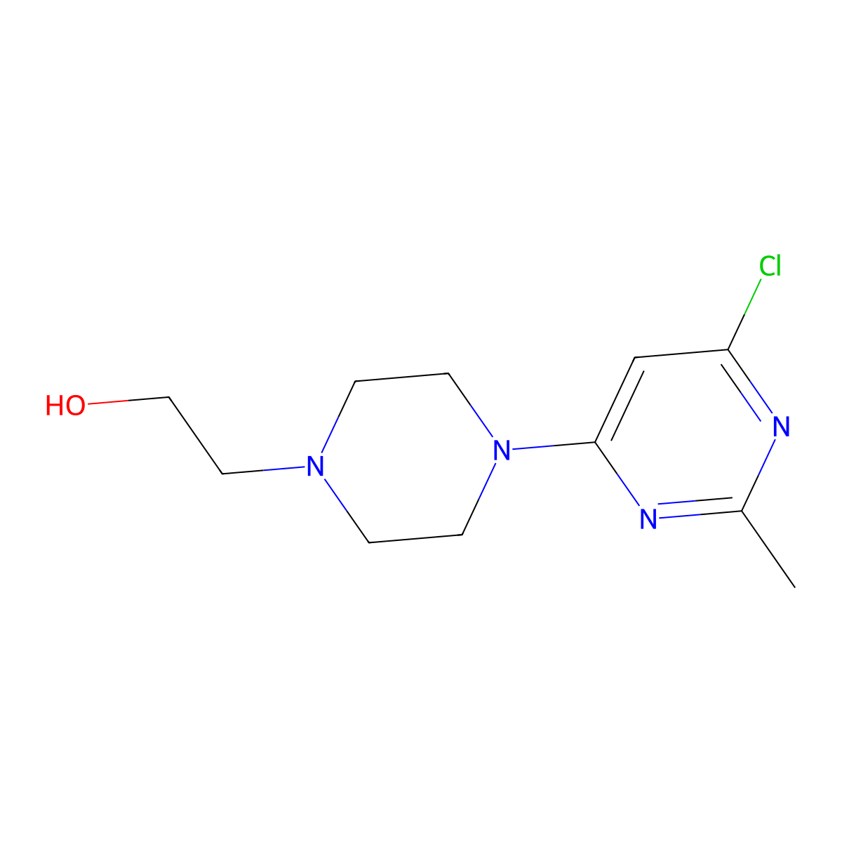 2-(4-(6-Chloro-2-methylpyrimidin-4-yl)piperazin-1-yl)ethanol molecular structure, CAS 127116-19-2