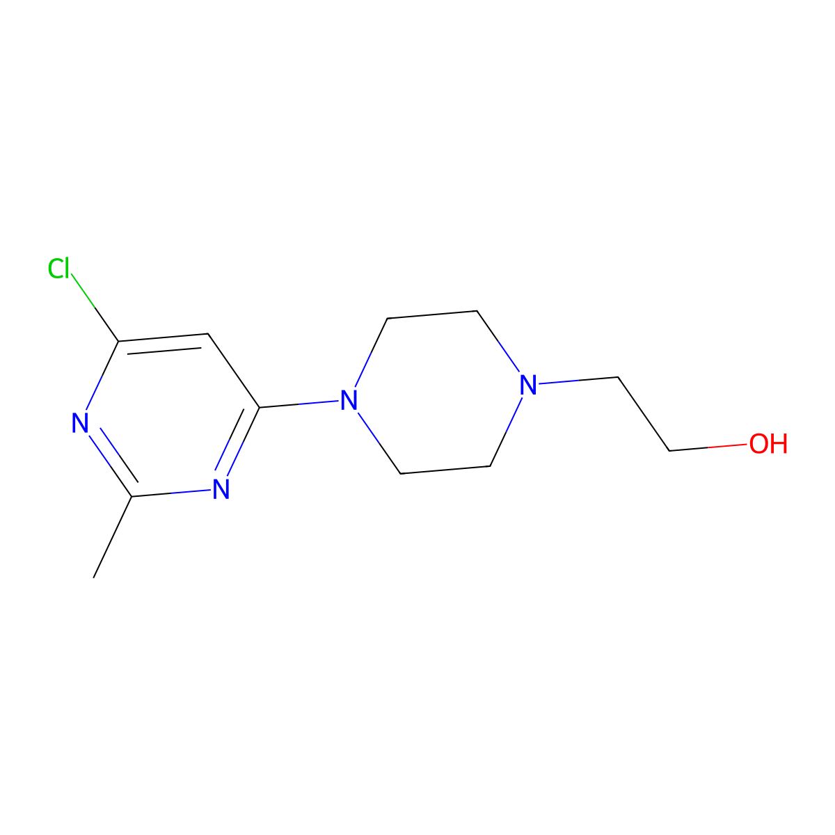 2-(4-(6-Chloro-2-methylpyrimidin-4-yl)piperazin-1-yl)ethanol molecular structure, CAS 127116-19-2