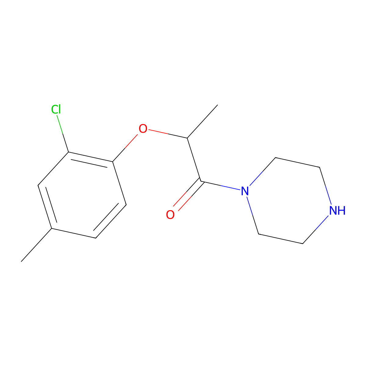 2-(2-Chloro-4-methylphenoxy)-1-(piperazin-1-yl)propan-1-one molecular structure, CAS 1271177-67-3