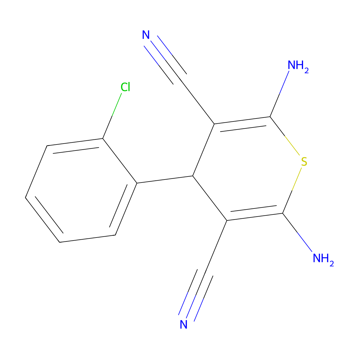 2,6-diamino-4-(2-chlorophenyl)-4H-thiopyran-3,5-dicarbonitrile molecular structure, CAS 127118-60-9