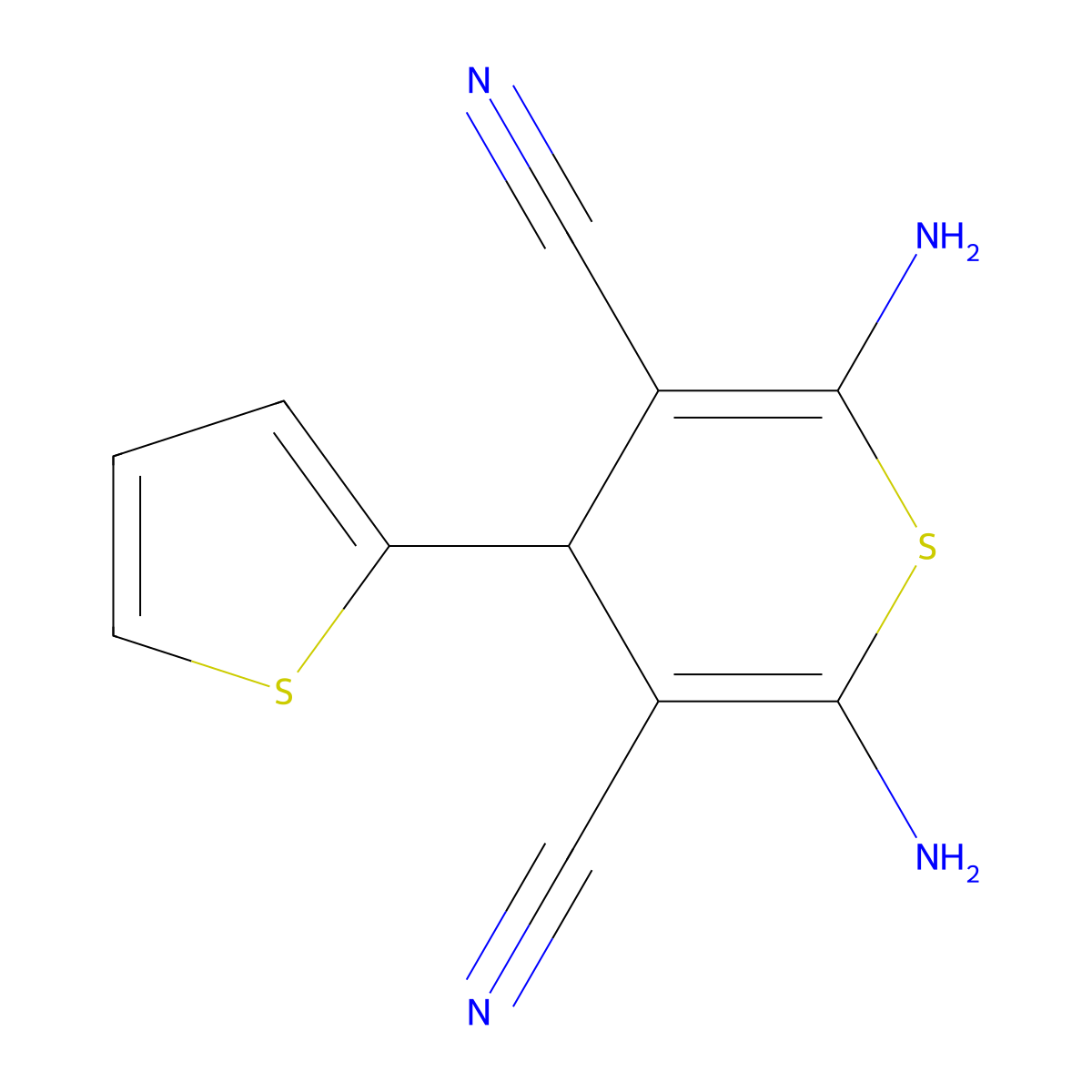 2,6-diamino-4-(2-thienyl)-4H-thiopyran-3,5-dicarbonitrile molecular structure, CAS 127118-65-4
