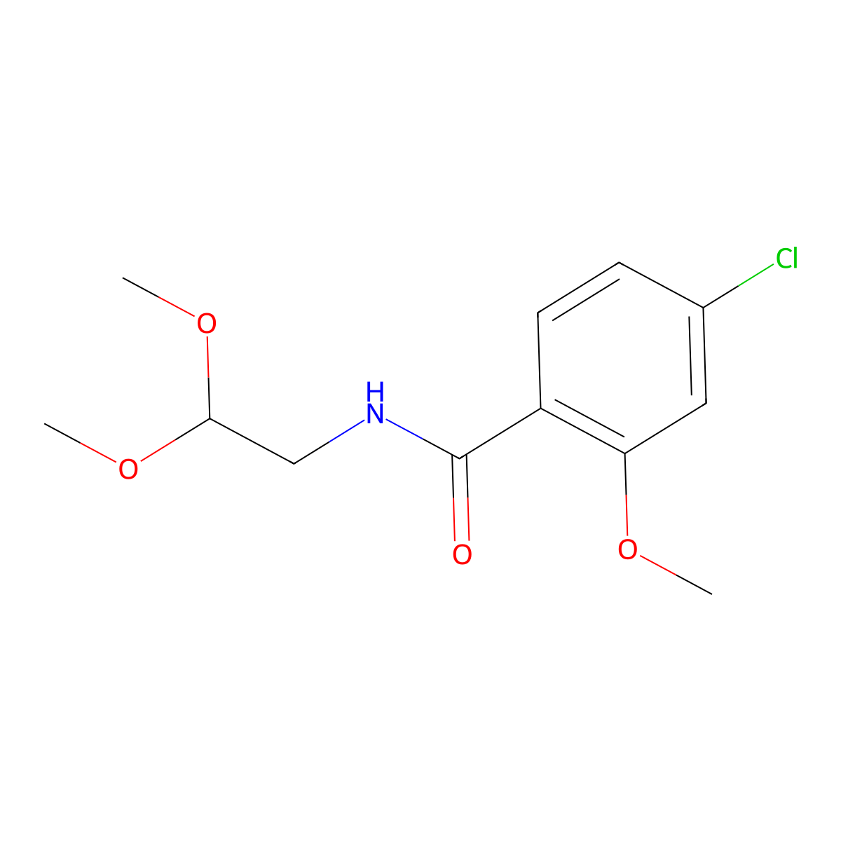 Benzamide, 4-chloro-N-(2,2-dimethoxyethyl)-2-methoxy- molecular structure, CAS 1271189-40-2