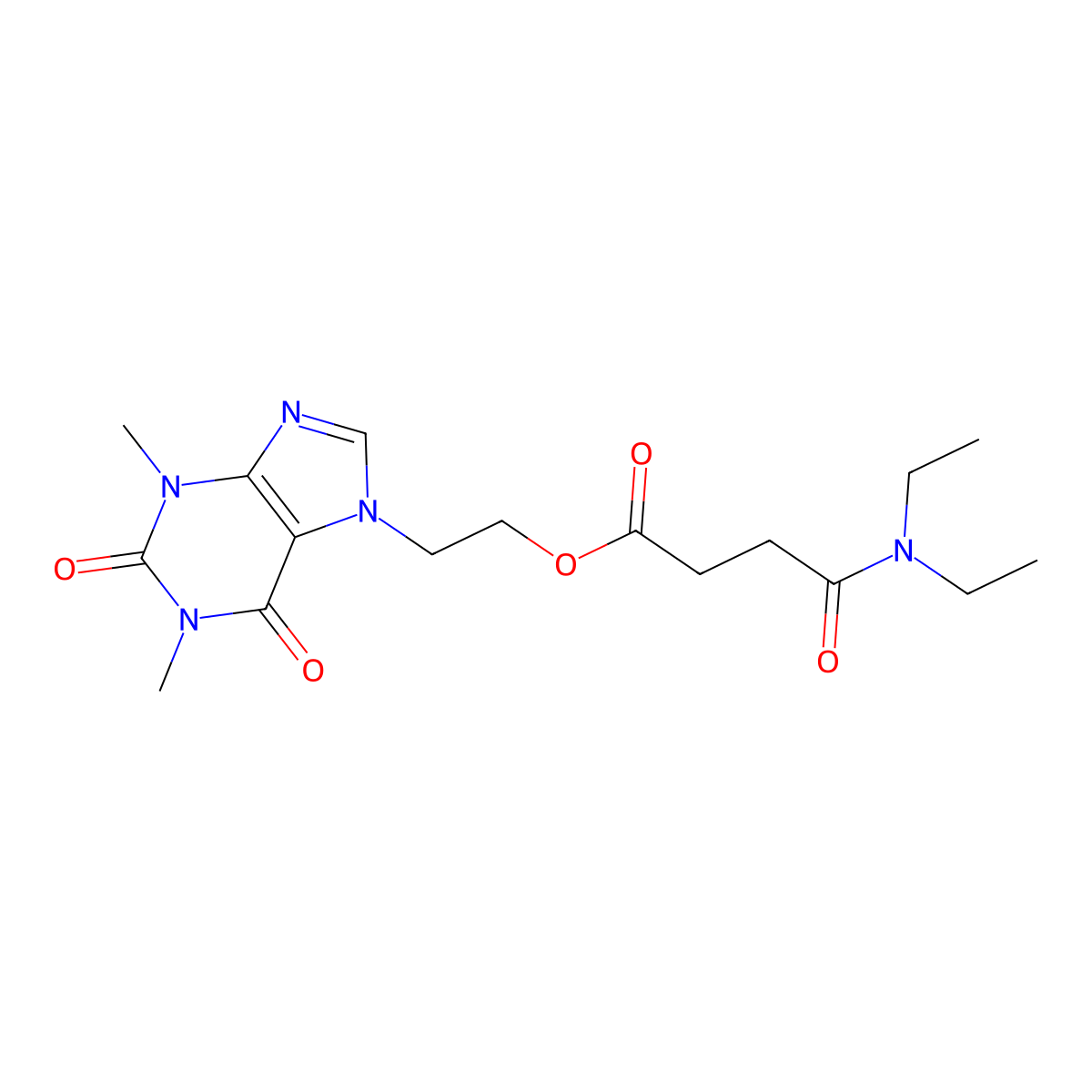 2-(1,2,3,6-Tetrahydro-1,3-dimethyl-2,6-dioxo-7H-purin-7-yl)ethyl 4-(diethylamino)-4-oxobutyrate molecular structure, CAS 12712-75-3
