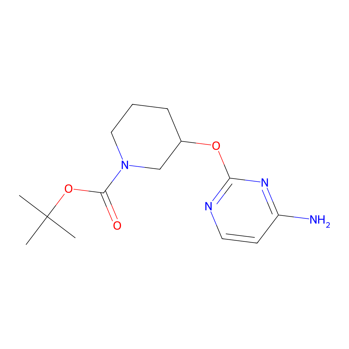 Tert-butyl 3-[(4-aminopyrimidin-2-yl)oxy]piperidine-1-carboxylate molecular structure, CAS 1271239-59-8