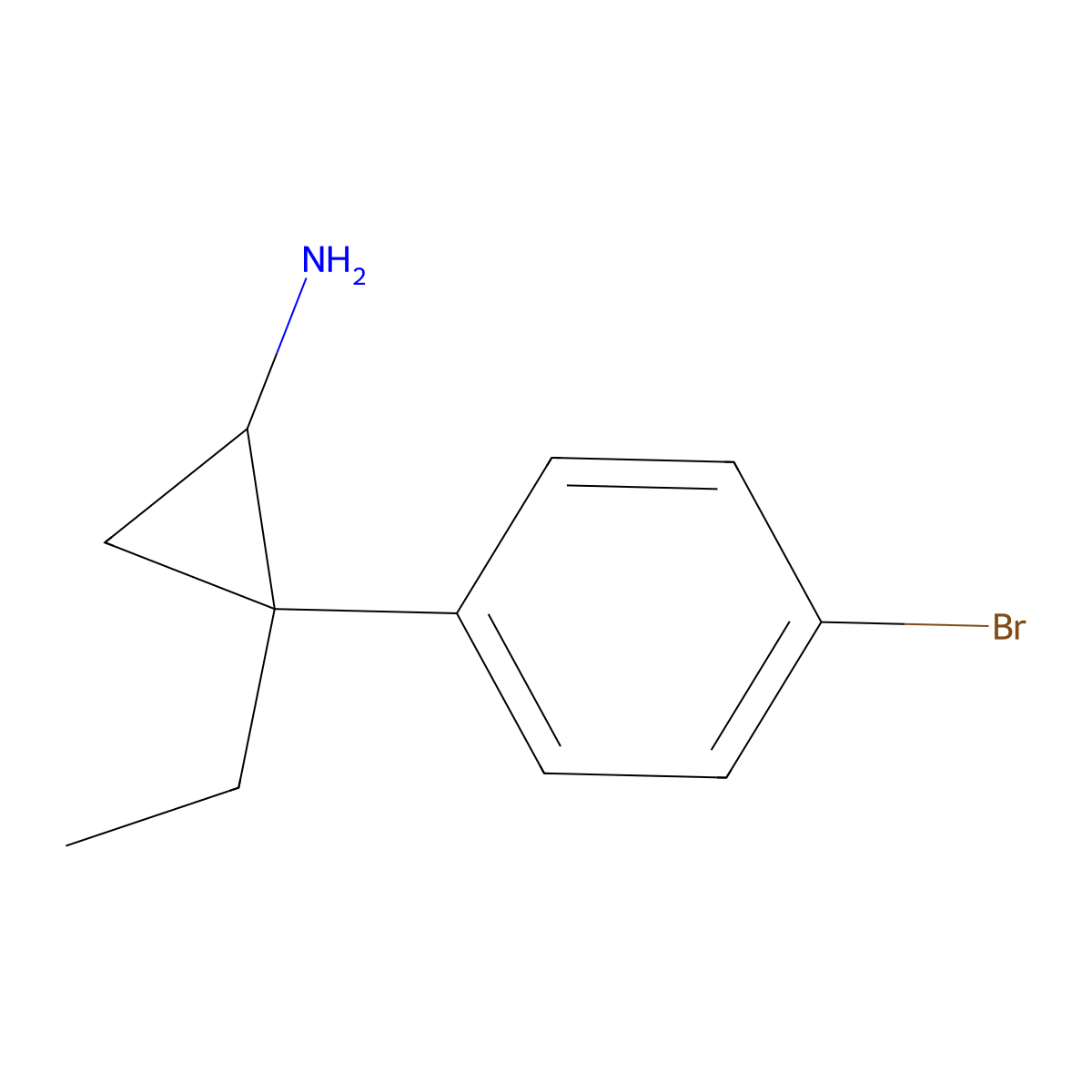 2-(4-Bromophenyl)-2-ethylcyclopropan-1-amine molecular structure, CAS 1271284-79-7