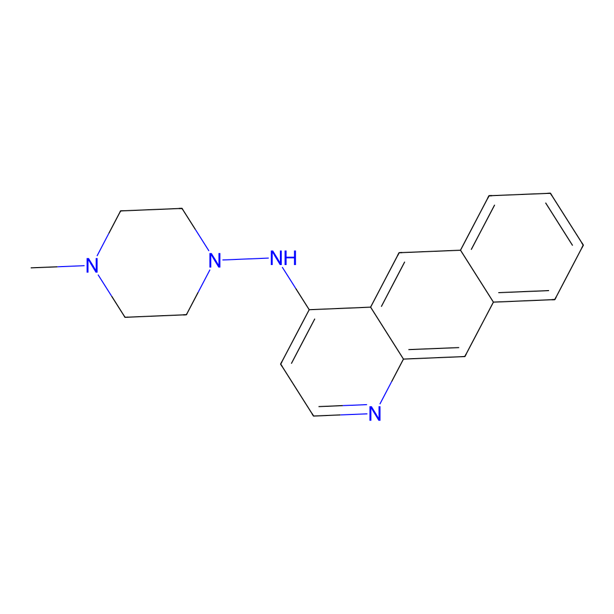 Benzo(g)quinolin-4-amine, N-(4-methylpiperazin-1-yl)- molecular structure, CAS 127136-29-2