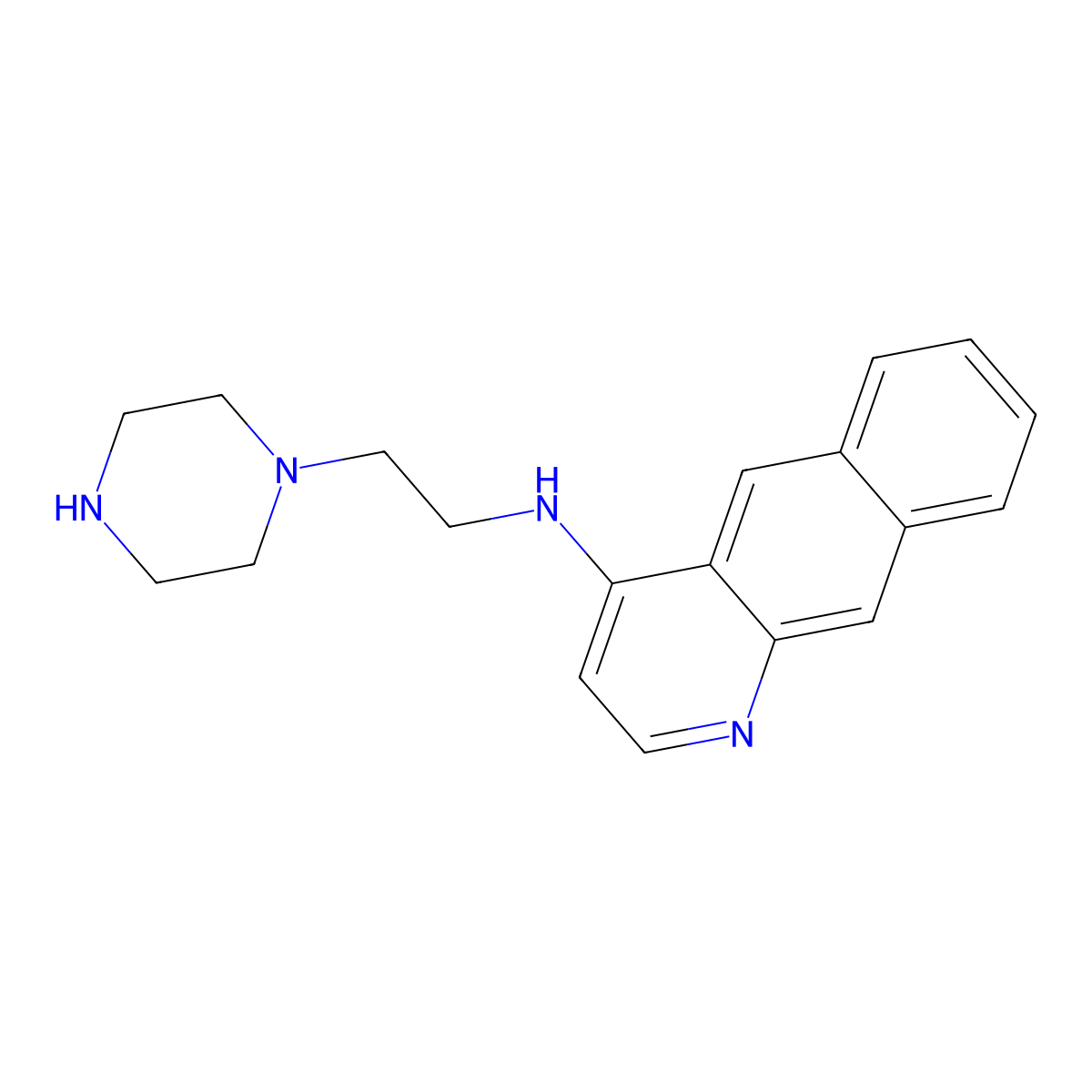N-(2-Piperazin-1-ylethyl)benzo(g)quinolin-4-amine molecular structure, CAS 127136-31-6
