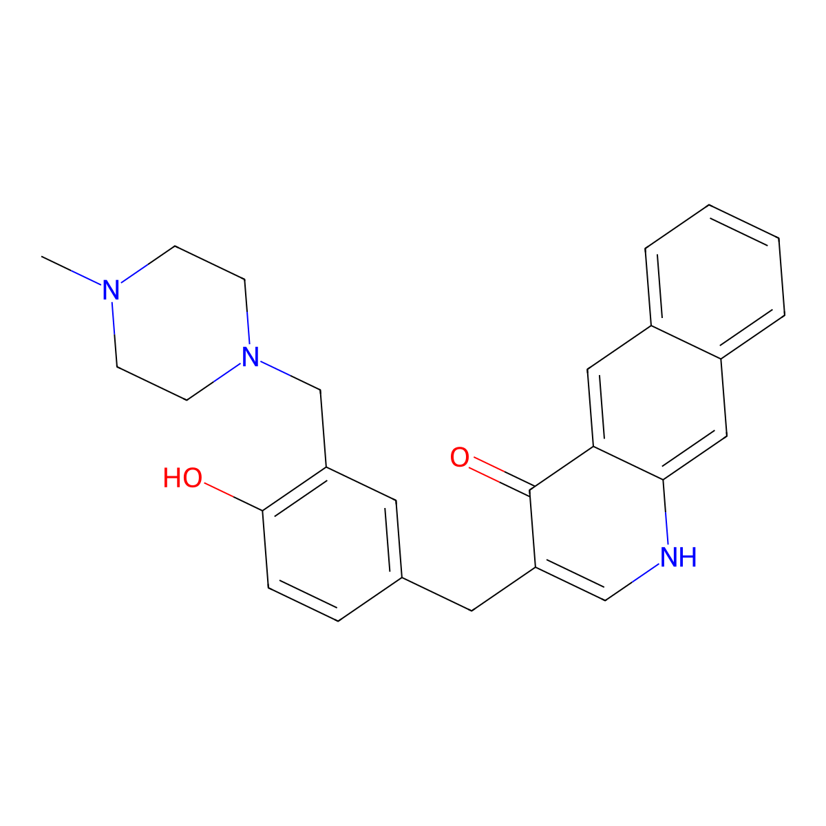 3-{4-Hydroxy-3-((4-methylpiperazin-1-yl)methyl)benzyl}benzo(g)quinolin-4(1H)-one molecular structure, CAS 127136-40-7