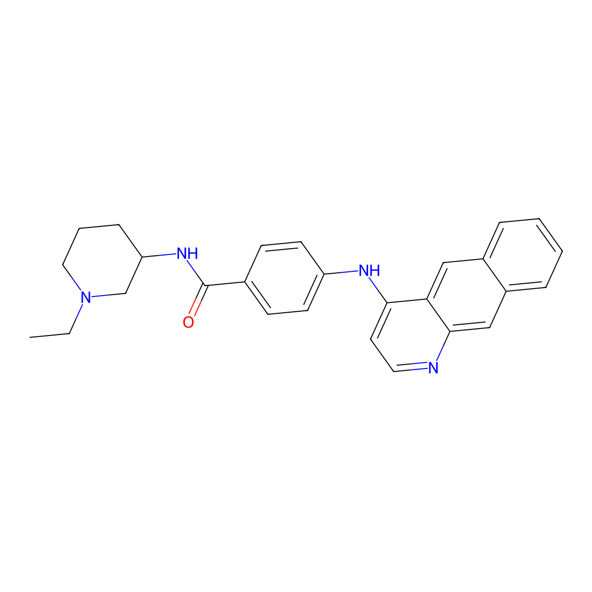 Benzamide, 4-(benzo(g)quinolin-4-ylamino)-N-(1-ethyl-3-piperidinyl)- molecular structure, CAS 127136-57-6