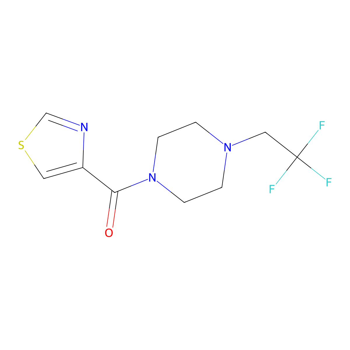 1-(1,3-Thiazole-4-carbonyl)-4-(2,2,2-trifluoroethyl)piperazine molecular structure, CAS 1271388-60-3