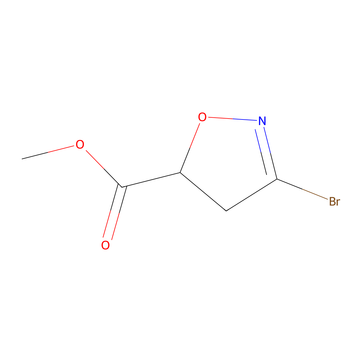 Methyl 3-bromo-4,5-dihydroisoxazole-5-carboxylate molecular structure, CAS 127141-36-0