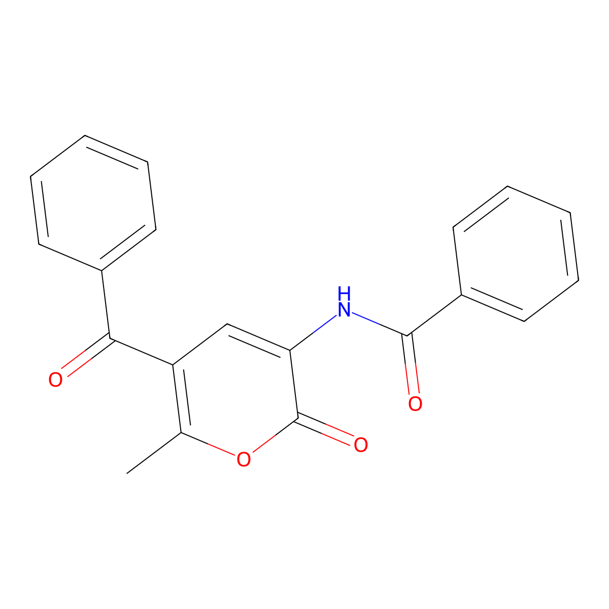 Benzamide, N-(5-benzoyl-6-methyl-2-oxo-2H-pyran-3-yl)- molecular structure, CAS 127143-19-5