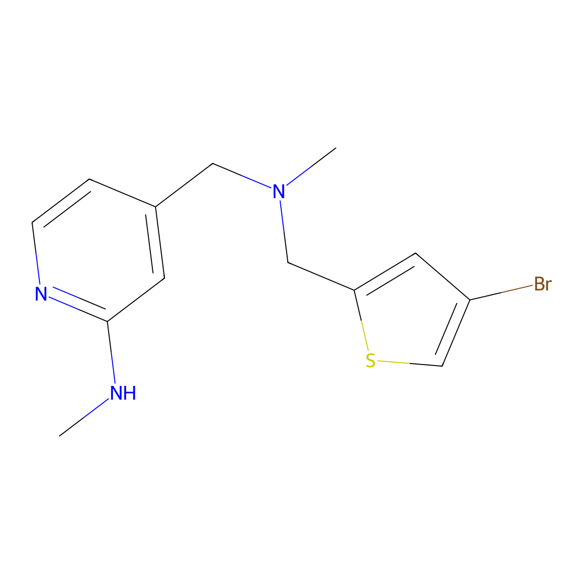 4-({[(4-bromothiophen-2-yl)methyl](methyl)amino}methyl)-N-methylpyridin-2-amine molecular structure, CAS 1271451-74-1
