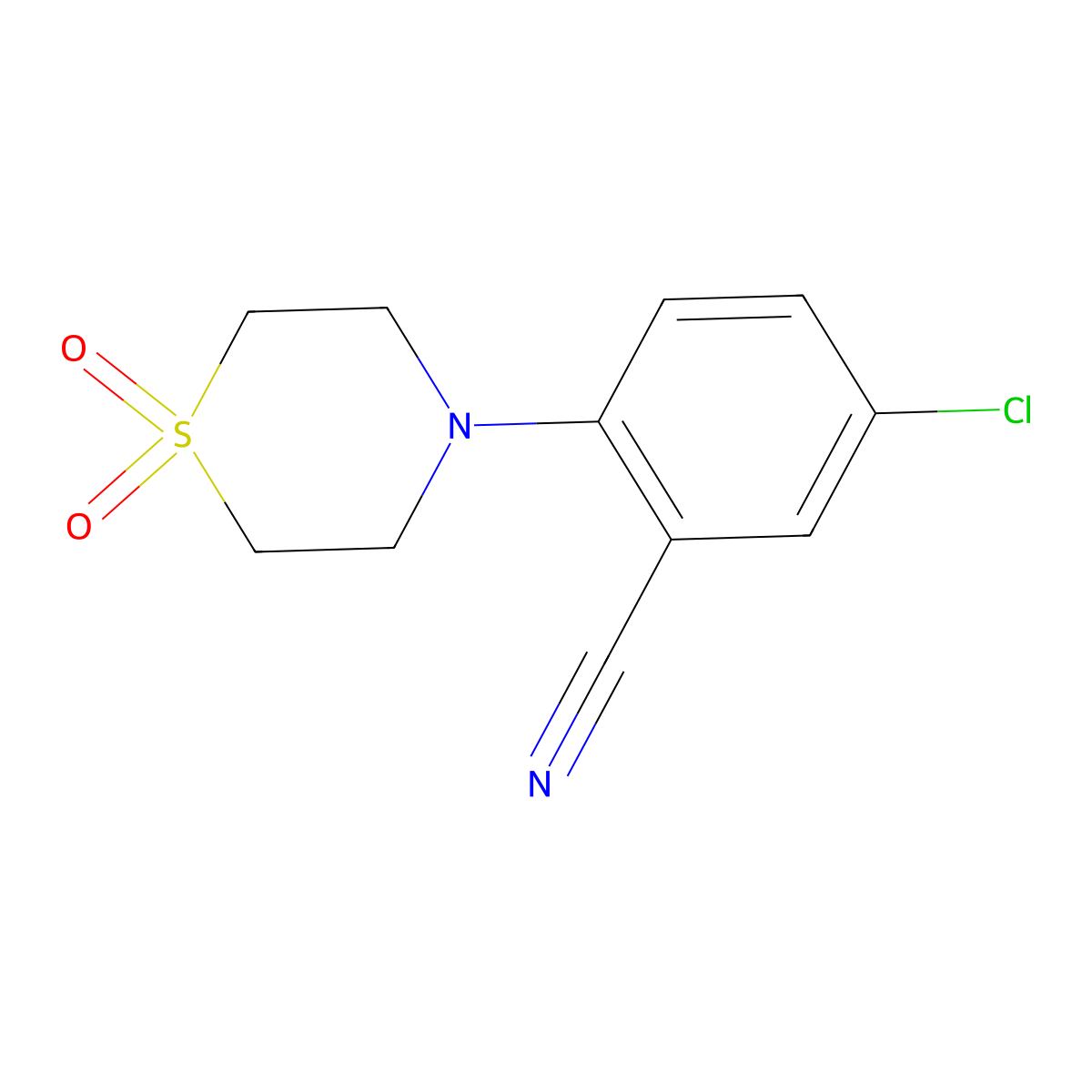5-Chloro-2-(1,1-dioxo-1lambda6-thiomorpholin-4-yl)benzonitrile molecular structure, CAS 1271453-28-1