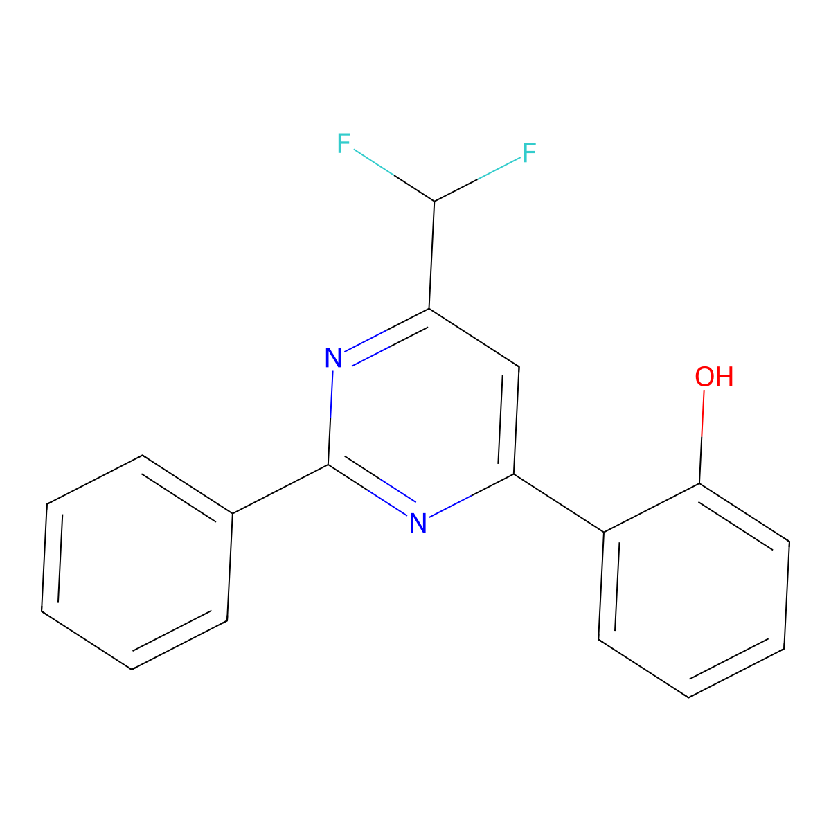 2-(6-Difluoromethyl-2-phenylpyrimidine-4-YL)phenol molecular structure, CAS 1271475-56-9
