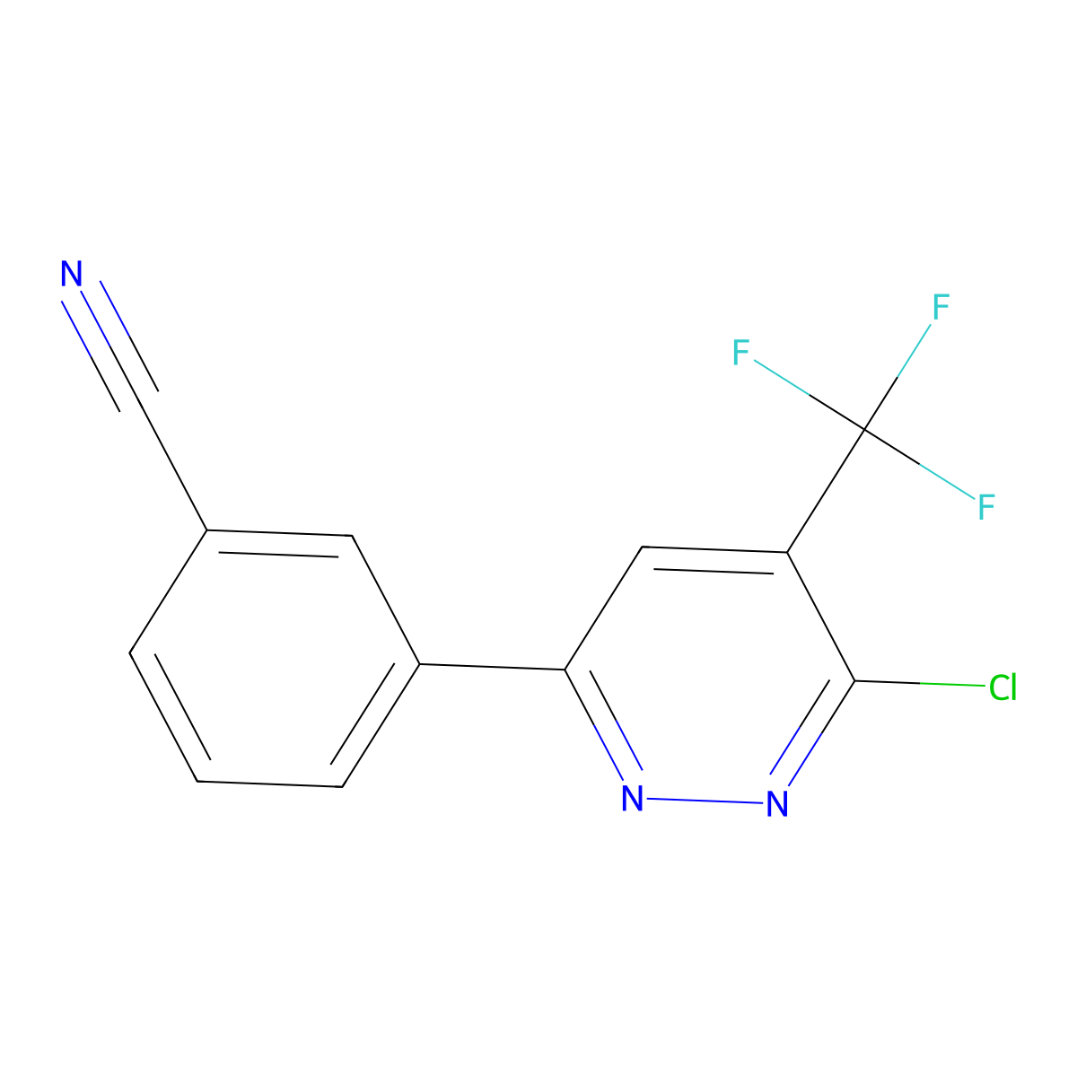 3-[6-Chloro-5-(trifluoromethyl)pyridazin-3-yl]benzonitrile molecular structure, CAS 1271476-04-0