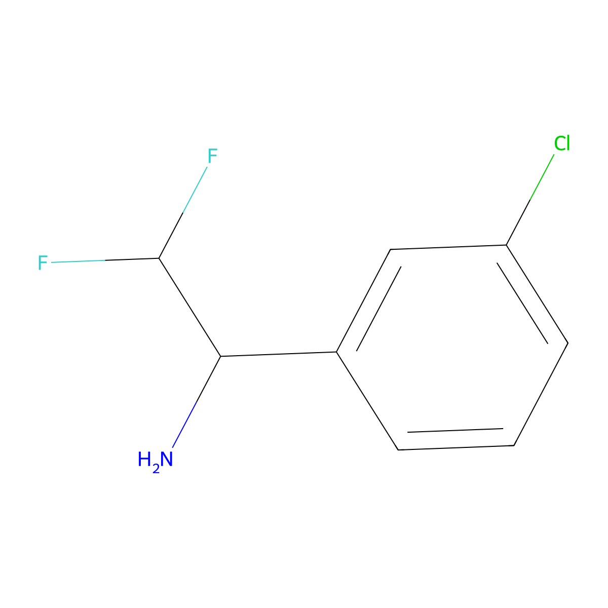 1-(3-Chlorophenyl)-2,2-difluoroethan-1-amine molecular structure, CAS 1271477-83-8