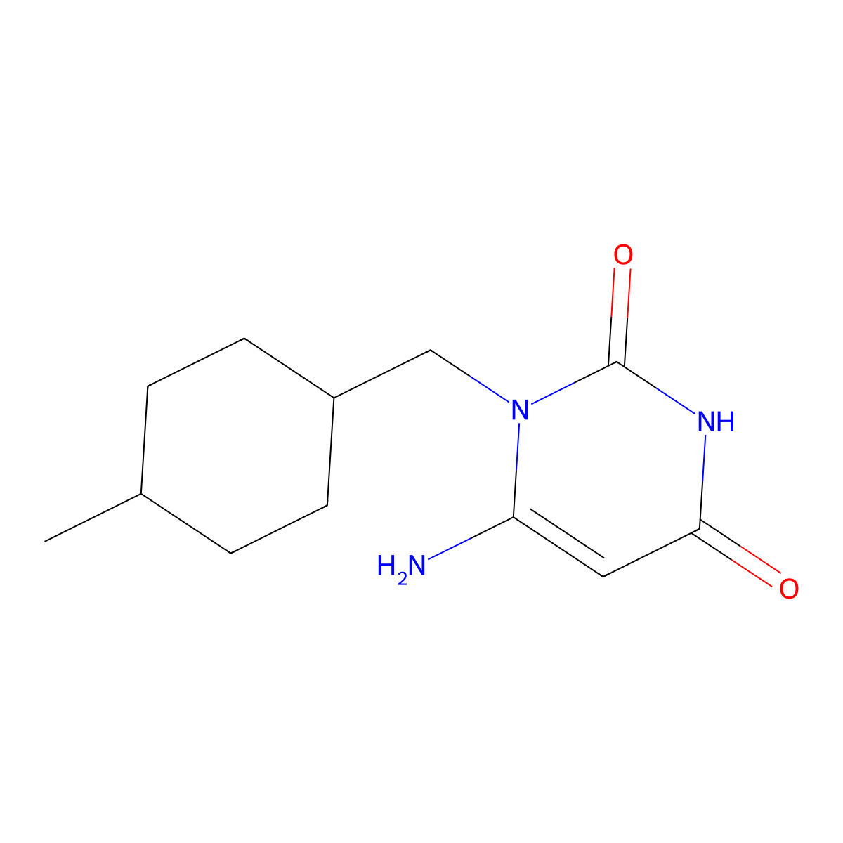 6-Amino-1-[(4-methylcyclohexyl)methyl]-1,2,3,4-tetrahydropyrimidine-2,4-dione molecular structure, CAS 1271479-95-8