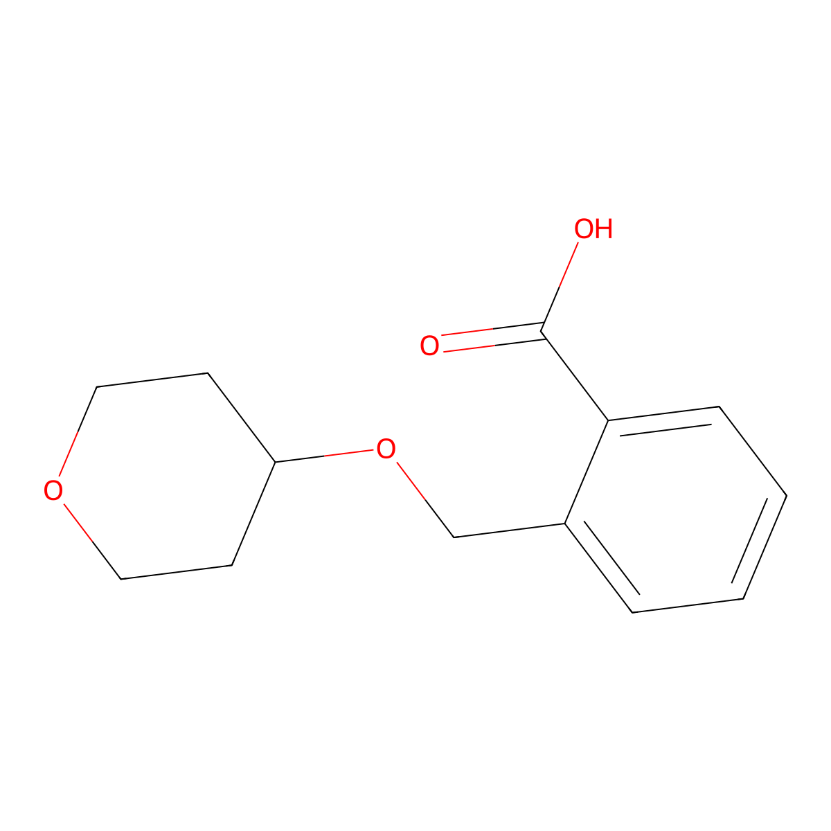 2-[(Oxan-4-yloxy)methyl]benzoic acid molecular structure, CAS 1271549-80-4
