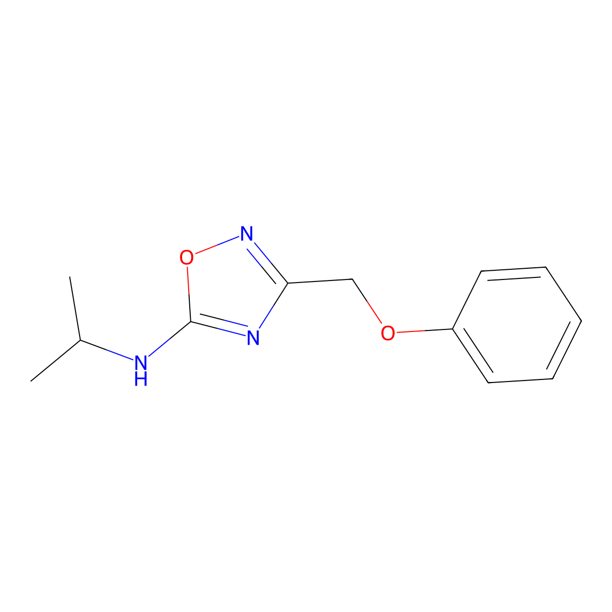 3-(phenoxymethyl)-N-(propan-2-yl)-1,2,4-oxadiazol-5-amine molecular structure, CAS 1271566-09-6