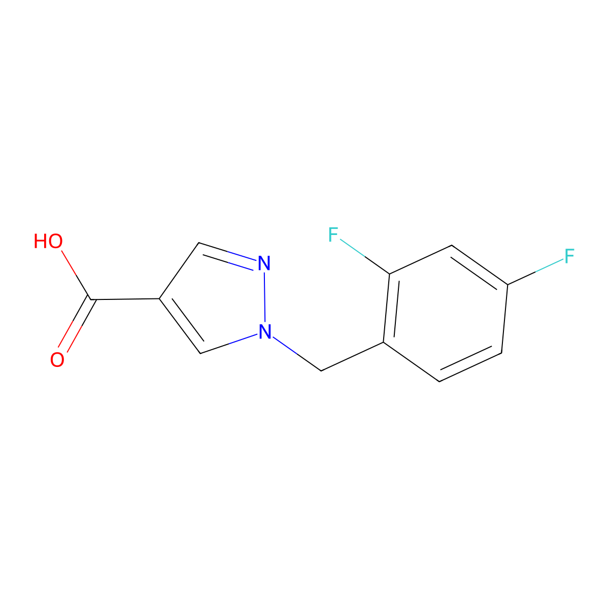 1-[(2,4-difluorophenyl)methyl]-1H-pyrazole-4-carboxylic acid molecular structure, CAS 1271611-01-8
