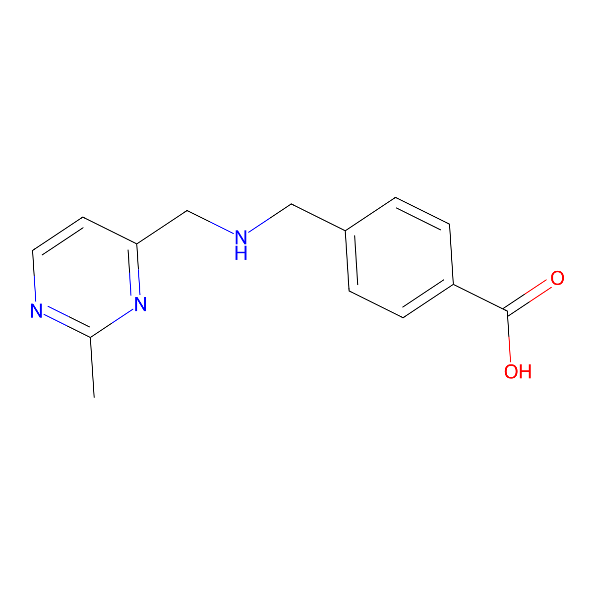4-({[(2-Methylpyrimidin-4-yl)methyl]amino}methyl)benzoic acid molecular structure, CAS 1271612-36-2