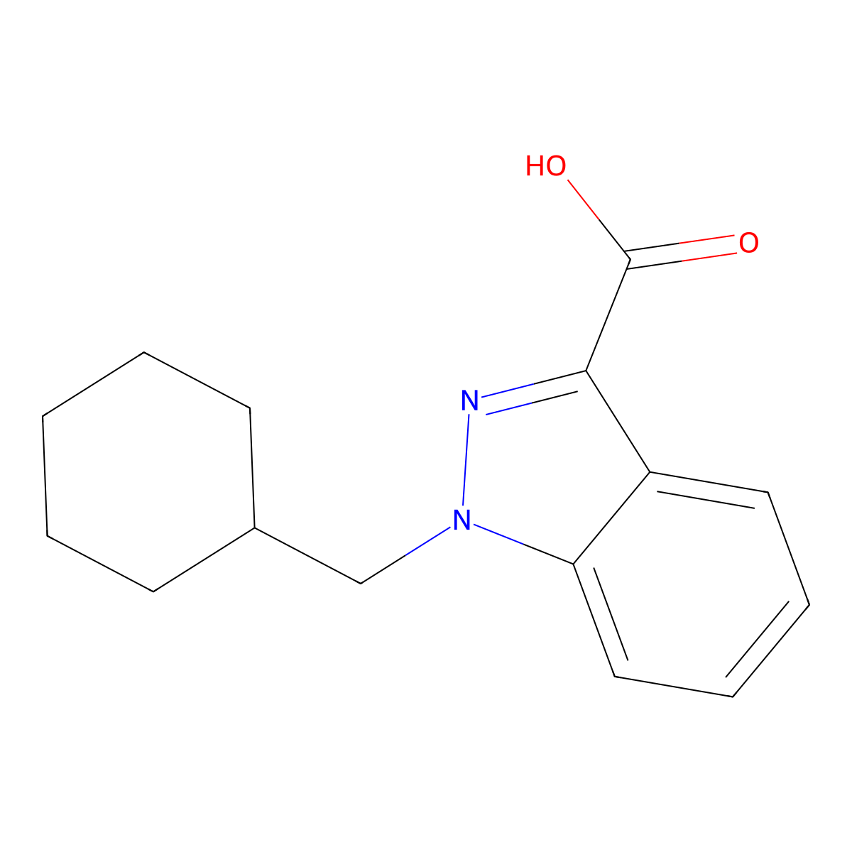 1-(Cyclohexylmethyl)-1H-indazole-3-carboxylic acid molecular structure, CAS 1271630-11-5