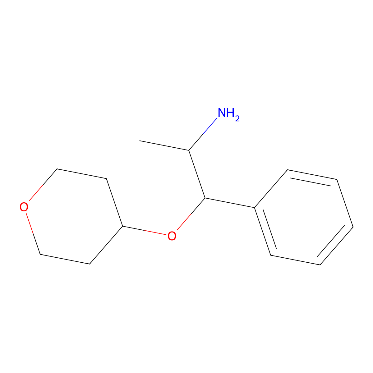 1-(Oxan-4-yloxy)-1-phenylpropan-2-amine molecular structure, CAS 1271638-21-1