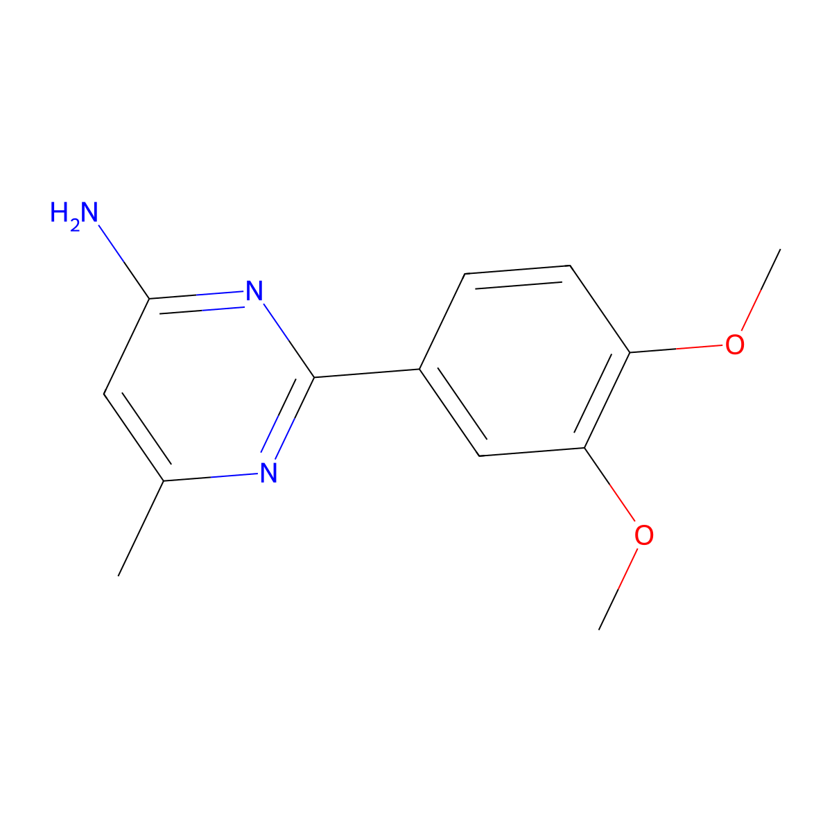 2-(3,4-Dimethoxyphenyl)-6-methylpyrimidin-4-amine molecular structure, CAS 1271647-62-1